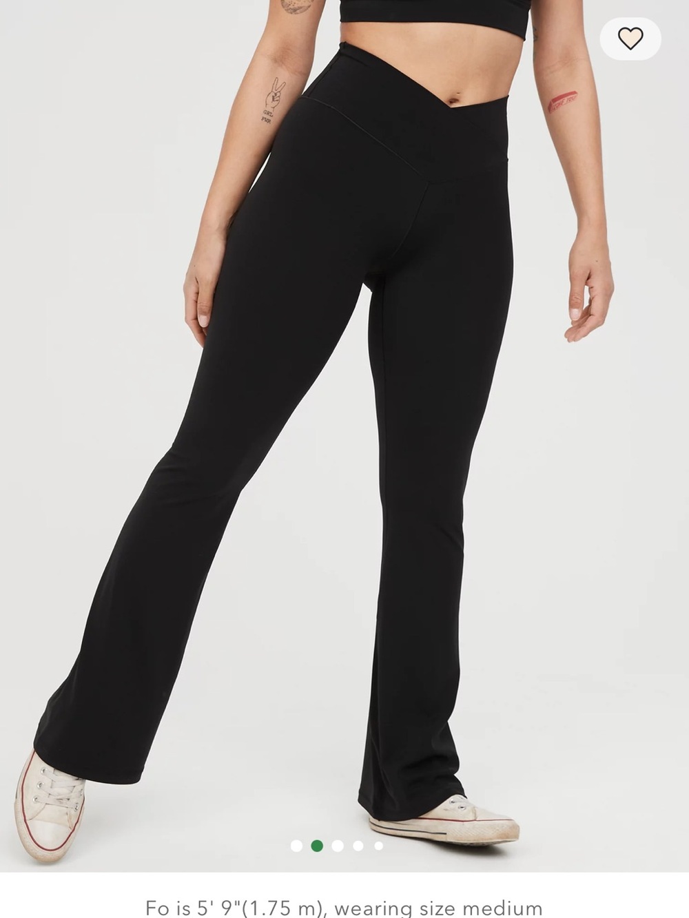 V-Neck Waist Black Flare Leggings